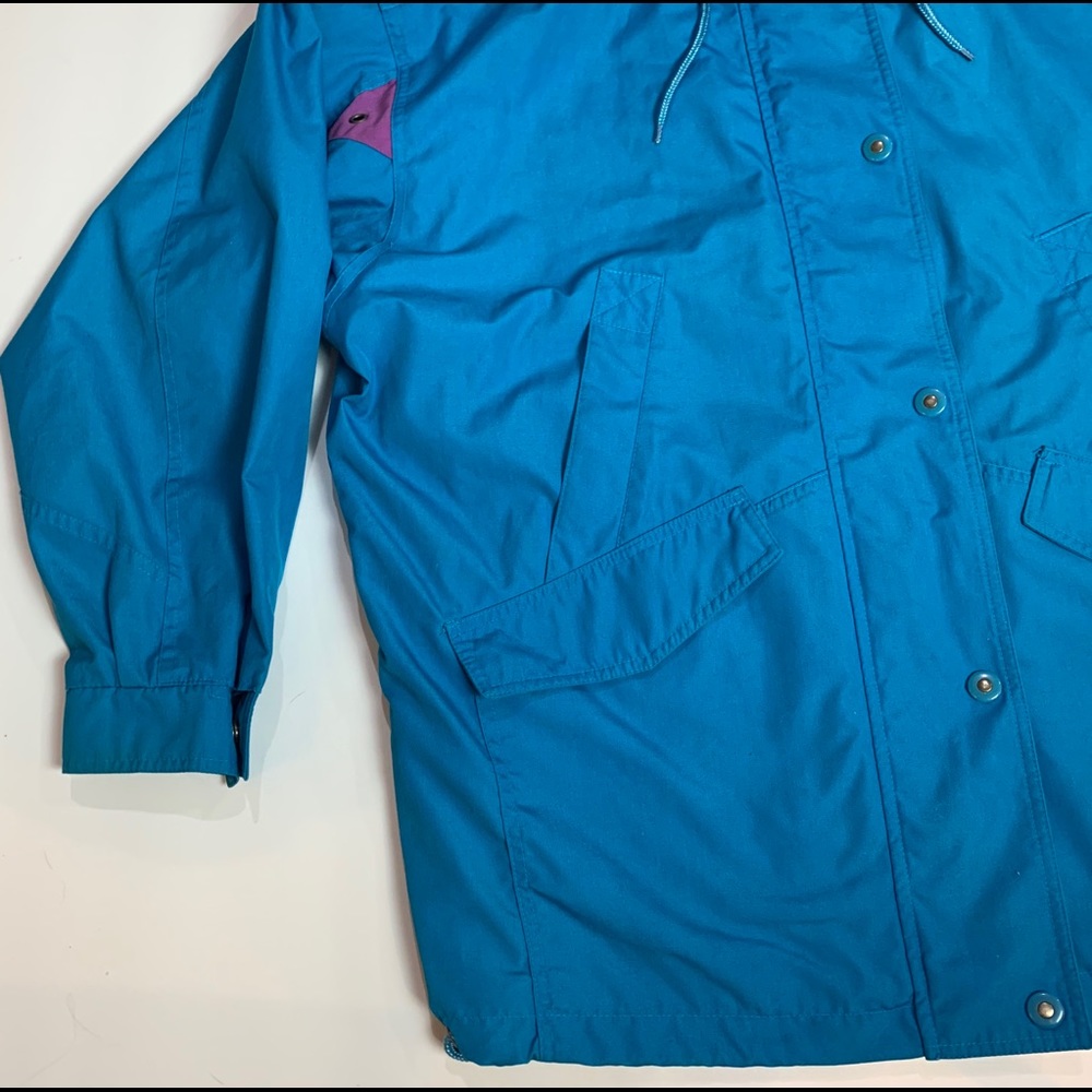 Vintage 90’s Color Block Teal Ski Coat London Fog - Picture 3 of 8